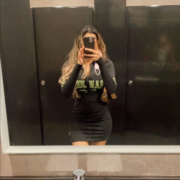 Sean John Missguided Black Zip Front Script Dress - Picture 5 of 5